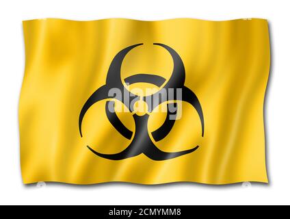 Biohazard-Flag isoliert auf weiß Stockfoto