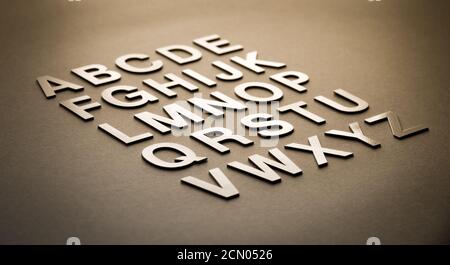 Alphabet mit durchgezogenen Buchstaben Stockfoto