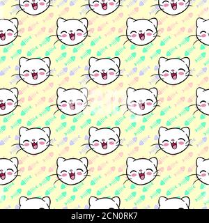 Nahtloses Muster Katzen Hintergrund Pastellfarben Stockfoto
