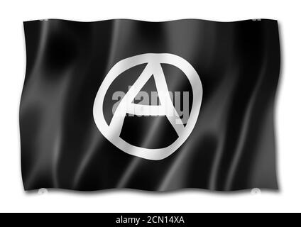 Anarchie Flagge isoliert auf weiß Stockfoto