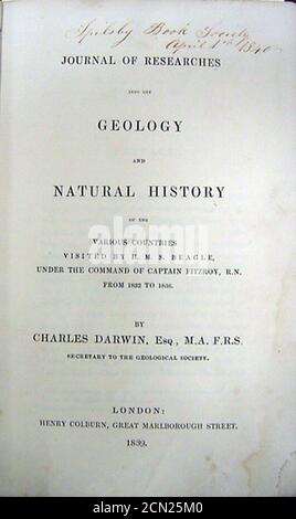 Journal of Researches - Darwin. Stockfoto