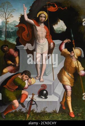 JUAN CORREA DE VIVAR Toledo die Auferstehung Christi. Stockfoto