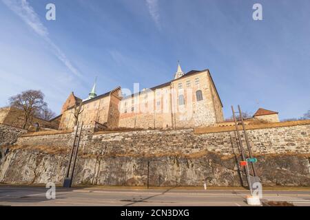 Oslo Norwegen, Skyline der Stadt bei Akershus Festung Stockfoto