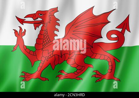 Wales-Flagge, Großbritannien Stockfoto