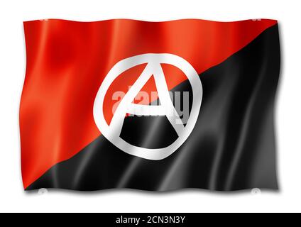 Anarchie Flagge isoliert auf weiß Stockfoto