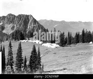 John Reese's Hotel Zeltlager bekannt als Camp of the Clouds, Alta Vista, Upper Paradise Valley, Mount Rainier National Park (BAR 123). Stockfoto