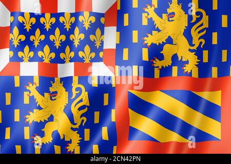 Flagge der Region Bourgogne-Franche-Comte, Frankreich Stockfoto