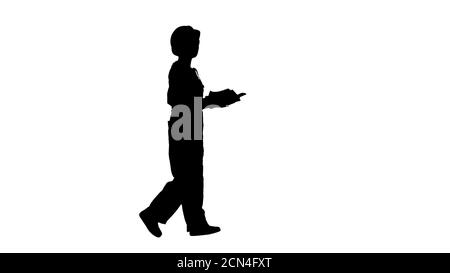Silhouette Ingenieurin in gelb Schutzhelm Überprüfung docu Stockfoto