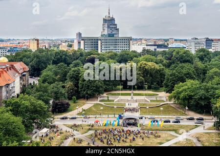 Radrennen auf Adama Mickiewicza Platz und Stadtpark in Stettin Stockfoto