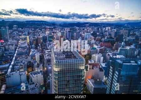 Straßen der Präfektur Miyagi und Sendai (Vom Observatorium der AER) Stockfoto