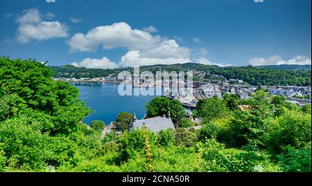 Caledonian Macbrayne Auto und Personenfähre Isle of Mull Ankunft am Liegeplatz im Hafen von Oban Argyll & Bute Schottland aus Mull Stockfoto