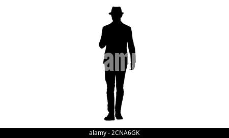 Silhouette Smart casual arabischen Mann mit Smartphone beim Gehen. Stockfoto
