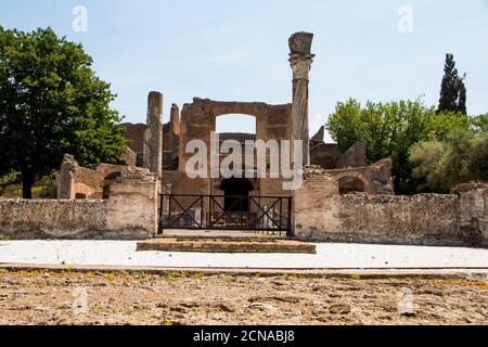 Alte Ruinen in Hadrians Villa in Italien Stockfoto