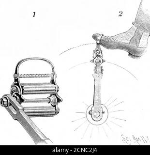 . Scientific American Volume 64 Number 08 (Februar 1891) . Dampf oder Wasser unter Druck zwingt den Kolben in die in der unteren Abbildung gezeigte Position, kein Dampf oder Wasser entweicht dann; Aber wenn der Lenker nach innen bewegt wird, bis seine Nabe gegen die Stuff-ing-Box anschlägt, wie in der oberen Abbildung gezeigt, bildet die Bohrung in therod dann einen Durchgang zwischen dem Innen-und dem Außen, Und der Techniker oder Feuerwehrmann kann sehen, ob Dampf oder Wasser austritt, und der Kolben wird beim Loslassen des Griffs wieder ausgefahren. Wenn der Zylinder wieder verpacken wird, wird die Schraube aus dem Schlitz in der Führung entfernt. Stockfoto