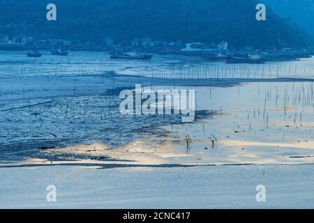 Schöne landschaft von xiapu im Morgengrauen Stockfoto