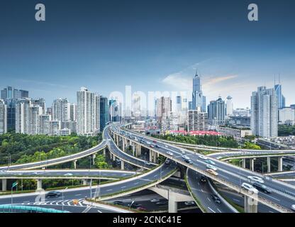 Stadt Interchange in Shanghai. Stockfoto