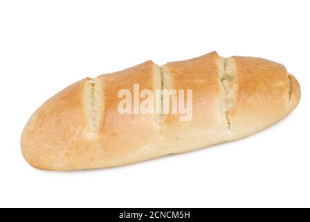 Backbrot auf weißem Hintergrund Stockfoto