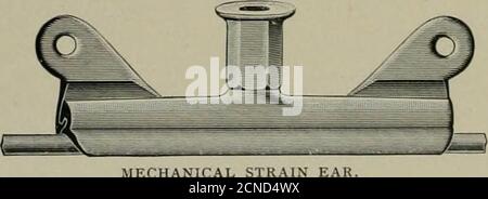 . Die Straßenbahn Überprüfung . HALTERUNG FÜR ROHRHALTERUNG. DIE GLOCKE DES DIRIGENTEN. Es ist unnötig, die Hölzer zu befestigen. Das Unternehmen behauptet dieUnterscheidung der Ursprung eines anderen nützlichen Merkmal, das auf alle seine Overhead-Materialien des West Endtyps angewendet werden kann. Es ist ein sehr kleines Gerät, das den Bolzen genau über dem Ohr anpasst und absolut verhindert, dass das Ohr aus dem Bolzen ausläuft. Verschiedene andere Methoden haben verwendet, um dieses Schwierigkeiten zu überwinden, von denen einer der Central Electric hat in allen seinen West End Kleiderbügeln seit einiger Zeit eingesetzt, dh., die selbstsichernden Eigenschaften der Kappe;. .iLLii..IEA, aber t Stockfoto