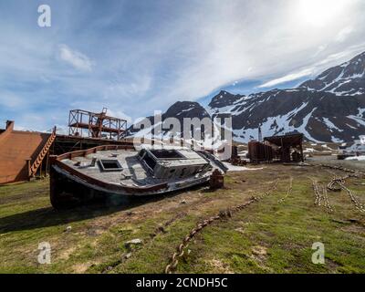 Rostmaschinen an der verlassenen norwegischen Walfangstation in Grytviken, East Cumberland Bay, South Georgia, Polarregionen Stockfoto