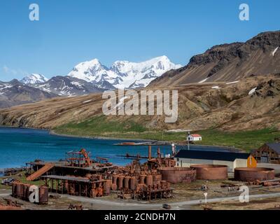 Rostmaschinen an der verlassenen norwegischen Walfangstation in Grytviken, East Cumberland Bay, South Georgia, Polarregionen Stockfoto