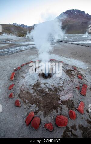 Geysire del Tatio (El Tatio), das drittgrößte Geysir-Feld der Welt, Anden Central Volcanic Zone, Antofagasta Region, Chile Stockfoto