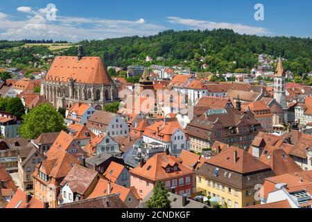 Blick über die Altstadt mit Dom und Johanniskirche, Schwäbisch-Gmund, Baden-Württemberg, Deutschland, Europa Stockfoto