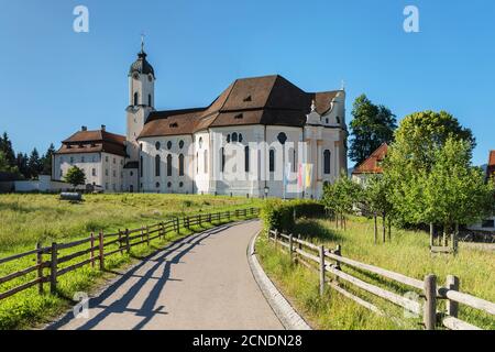 Wallfahrtskirche Wieskirche, Steingaden, Romantikstraße, Pfaffenwinkel, Oberbayern, Deutschland, Europa Stockfoto