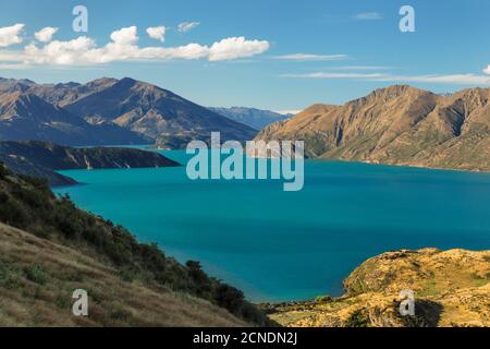 Lake Wanaka vom Roy's Peak Track, Mount-Aspiring National Park, UNESCO-Weltkulturerbe, Otago, Südinsel, Neuseeland, Pazifik Stockfoto