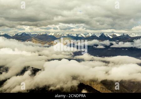 Himalaya aus dem Flugfenster, Ladakh, Indien Stockfoto