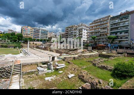 Antike Agora (Platz), UNESCO-Weltkulturerbe, Thessaloniki, Griechenland, Europa Stockfoto