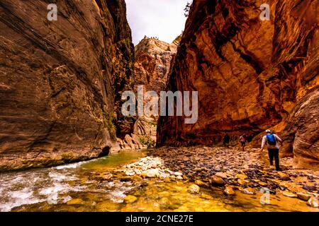 Wandern auf dem Sand Hollow Trail, Utah, USA Stockfoto