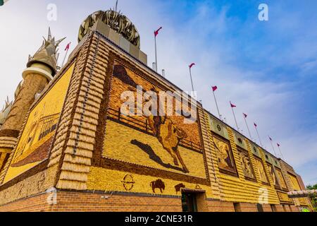 Blick auf das Äußere des Corn Palace, Mitchell, South Dakota, USA Stockfoto