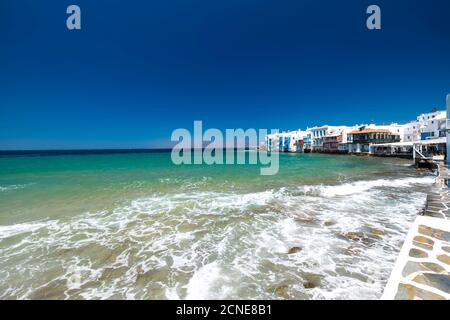 Little Venice, Mykonos Stadt, Mykonos, Kykladen Gruppe, griechische Inseln, Griechenland, Europa Stockfoto