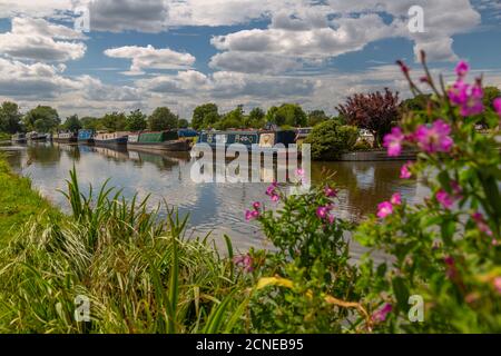 Blick auf den Kanal von Shardlow an einem sonnigen Tag, South Derbyshire, Derbyshire, England, Großbritannien, Europa Stockfoto