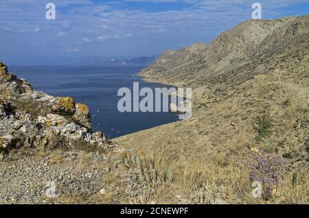 Meerblick von der Klippe. Stockfoto