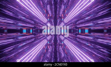 Lichtgeschwindigkeitseffekt der leuchtenden Tunnel 4k uhd 3d-Illustration Hintergrund Stockfoto