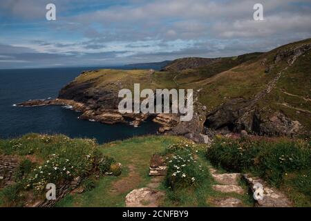 Blick von Tintagel Castle Cornwall Stockfoto