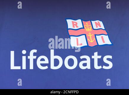 RNLI Rettungsboote unterschreiben UK Stockfoto