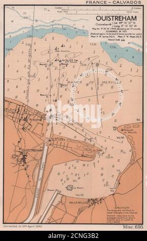 Seeküstenkarte von Ouistreham. D-Day-Planungs-Plan. Sword Beach. ADMIRALTY 1943 Stockfoto