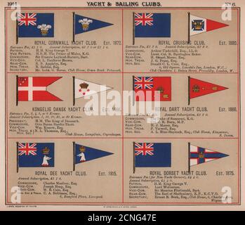 ROYAL YACHT/SAILING CLUB FLAGGEN C-D Cornwall Kongelig Dansk Dart Dee Dorset 1914 Stockfoto