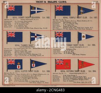 ROYAL YACHT & SAILING CLUB FLAGGEN S-V Sydney Temple Thames Ulster Victoria 1914 Stockfoto
