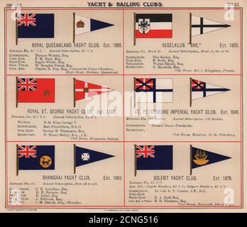 ROYAL YACHT/SAILING CLUB FLAGGEN Q-S Queensland St Petersburg Shanghai Solent 1911 Stockfoto