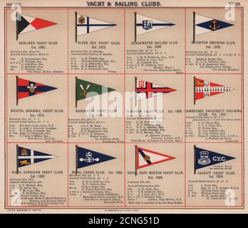 YACHT/SEGELN CLUB FLAGGEN B-C Berlin Brighton Cambridge Cape Breton Cardiff 1911 Stockfoto