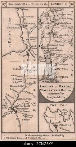 Haverfordwest-St. Davids. Kensington-Ealing Road Strip map PATERSON 1803 Stockfoto