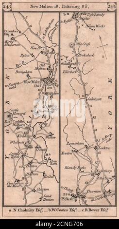 New Malton - Pickering - Sleights Road Strip map PATERSON 1803 alte Antike Stockfoto