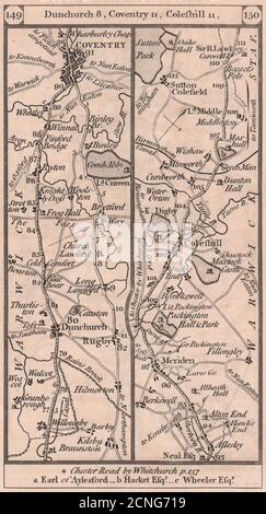 Rugby-Dunchurch-Coventry-Sutton Coldfield Road Strip map PATERSON 1803 Stockfoto