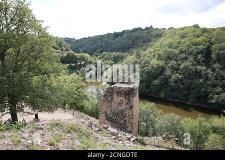 Château de Crozant, Vallée de la Sedelle, Crozant, Creuse, Mittelfrankreich, Europa Stockfoto