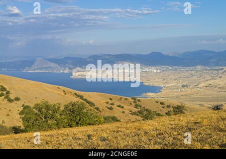 Blick vom Hang des Kaps Meganom. Krim. Stockfoto