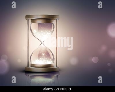 sanduhr mit leuchtendem Licht Stockfoto