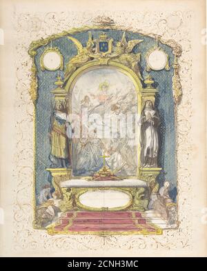 Altar flankiert von St. Louis und St. Theresa, Mitte des 19. Jahrhunderts. Stockfoto